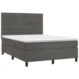 vidaXL Boxspringbett mit Matratze & LED Dunkelgrau 140x200 cm Samt