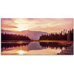 Artland Glasbild »Grand Teton Gebirge bei Sonnenuntergang«, Sonnenaufgang & -untergang, (1 St.), in verschiedenen Größen Artland Farbe Bild(er): orange