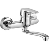 BADLAND Waschtischarmatur Wasserhahn Wand LUGA Mischbatterie für Badezimmer in Chrom