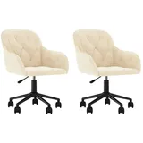 vidaXL Esszimmerstühle 2 Stk. Drehbar Creme Samt