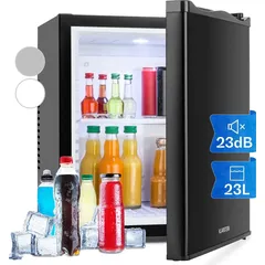 Klarstein Mini Kühlschrank für Zimmer, 23L Mini-Kühlschrank für Getränke & Kosmetik, Kleine Minibar, Kühlschrank Klein & Leise, Verstellbare ... - Schwarz