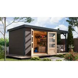 Karibu Jupiter 4) B terragrau/anthrazit, inkl. 2,35 m Anbaudach