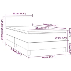 vidaXL Boxspringbett mit Matratze & LED Grau 80x200 cm Kunstleder