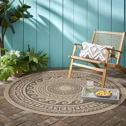 Outdoorteppich AYYILDIZ TEPPICHE "COMILLA 0887", schwarz, H:5mm Ø:200cm, Polypropylen, Teppiche, Pflegeleicht / Strapazierfähig / In- und Outdoor geeignet