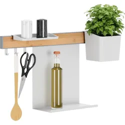 tesa Küchenorganizer Kombi-Set S zum Kleben, Montage ohne Bohren, Küchen Organizer, Weiss