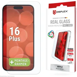DISPLEX Real Glasschutzfolie + Handyhülle für iPhone 16 Plus