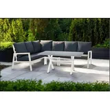 TEICO Lounge-Set Garten Sitzgruppe Alu inkl. Tisch wetterfest weiß - Weiß