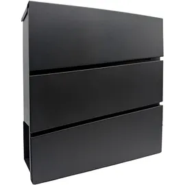 Relaxdays Briefkasten schwarz inkl. Zeitungsfach