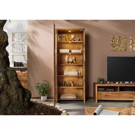 Massivmoebel24 Vitrine Wildeiche 81 x 45 x 204 cm Beige