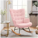 BELUPAI Schaukelstuhl Polster Schaukelsessel, mit Massivholzfüßen und Metallgestell (Set, 1 St), für Schlafzimmer,Teddystoff,Rosa rosa