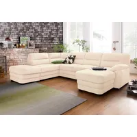 Wohnlandschaft COTTA "Royale U-Form" Sofas Gr. B/H/T: 316cm x 90cm x 93cm, Kunstleder SOFTLUX, Ottomane links, ohne Bettfunktion, beige (creme) wahlweise mit Bettfunktion