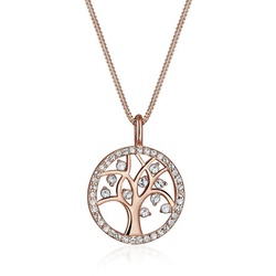 Elli Kette mit Anhänger Lebensbaum Kristalle Sterling Silber, Lebensbaum rosa
