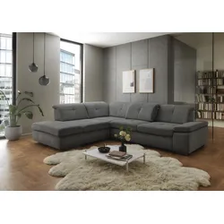 Ecksofa DIE PLANBAR "MP-IN16012 L-Form Kaltschaum-Polsterung", grau, B:312cm H:85cm T:260cm, 85% Polyester, 15% Nylon, Sofas, inkl. Sitztiefenverstellung, optional mit Funktionen
