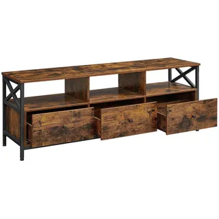 VASAGLE Industriestil TV-Schrank, 3 Schubladen,