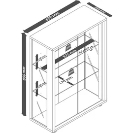 VCM Hängevitrine Udina 60 x 25 x 80 cm Braun