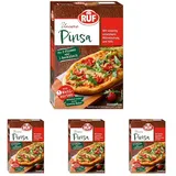 RUF Pinsa Backmischung, Pinsa Mehl für Pinsa Teig mit Lievito Madre und aromatische Würzmischung, ergibt 2 Original Pinsa Romane oder 1 Backblech, 1x 422g (Packung mit 4)