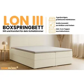 dein schlaf 24 BOXBETT LON III 160/200 in Cord Creme H4 - Creme