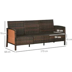 Outsunny - Rattan Sofa - B173 x T68 x H78 cm - braun