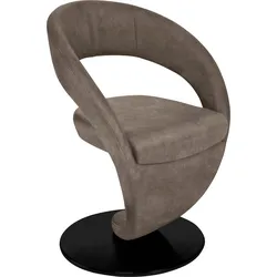 Drehstuhl K+W KOMFORT & WOHNEN "Wave", braun (schlamm, drehteller in metall schwarz struktur), B:62cm H:86cm T:61cm, 785: Microfaser, 100% Polyester, Stühle, Barhocker Drehstuhl Esszimmerstuhl, Design-Drehstuhl, schwarzer Drehteller