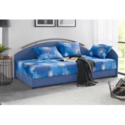 Polsterliege MAINTAL, blau, B:86cm L:206cm, Komplettbetten, mit Bettkasten