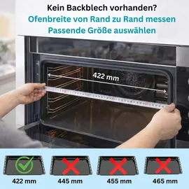 ICQN 42.2 x 37 cm Backbleche & Gitter Set, 3 cm Tief Emailliert Fettpfanne und Verchromt Backofenrost für Backofen & Herd, Kratzfest & Rostfrei, 422 x 375 x 30 mm, Schwarz