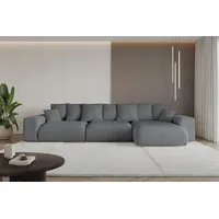 altdecor Ecksofa Cord mit Schlaffunktion 2-Sitzer Dunkelgrau