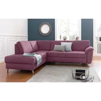 Ecksofa SIT & MORE "Texel L-Form" Sofas Gr. B/H/T: 250cm x 87cm x 201cm, Luxus-Microfaser ALTARA NUBUCK, Ottomane links, ohne Funktion, lila (aubergine) mit Federkern, wahlweise Bettfunktion und Bettkasten