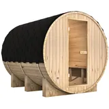 DELUKE® Fasssauna Outdoor mit Elektroofen PIET - für 6 Personen, inkl. Saunazubehör | Außensauna Gartensauna Saunafass | Mit externer Montage