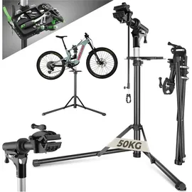 Tectake Fahrradmontageständer Aluminium/Stahl grau 50 kg klappbar