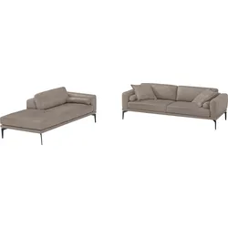 Polstergarnitur EGOITALIANO "Masu, Design trifft sensationellen Sitzkomfort", beige (safari), H:95cm T:157cm, Sitzmöbel-Sets, Höhe der Rückenkissen und Sitztiefe verstellbar, 3 Rollkissen