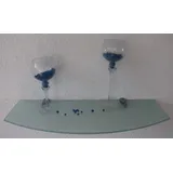 Dekoleidenschaft Wandregal aus 10mm Glas, satiniert, Verschiedene Formen und Größen, Glasregal, Glasboden, Glasablage, Badregal, Eckregal Bad Ablage Regal (Wandclips Maxi Silber, 90x20-30 cm Convex)