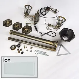 hofstein Wegeleuchte Metall/Glas 3xE27 IP44 ohne Leuchtmittel braun/gold/schwarz
