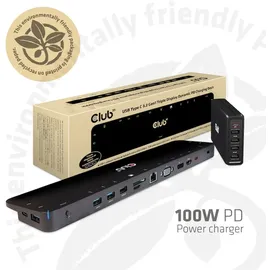 Club 3D USB Gen1 Typ-C Triple Display Dynamic PD Charging Dock m. 100 Watt