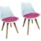 Hti-Living HTI-Living, Stühle, Esszimmerstuhl Samt 2er Set Atlanta Weiss/Pink