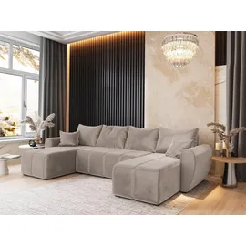 masseno Ecksofa U-Form Polyester 4-Sitzer Beige