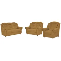 Livetastic Sitzgarnitur, Gelb, Textil, 3-teilig, Made in EU, Hocker erhältlich, Rücken echt, Armteil links, rechts, Wohnzimmer, Sofas & Couches, Sitzgarnituren