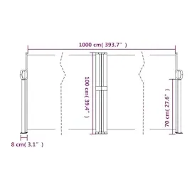 vidaXL Seitenmarkise 100 x 1000 cm grau Polyester