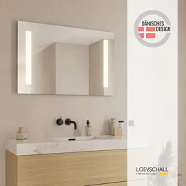 Loevschall Badspiegel Römö Quadratisch, Spiegel mit Beleuchtung, 100x65 cm, x 65 3,5 silberfarben