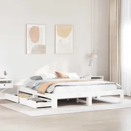 vidaXL Massivholzbett 180 x 200 cm Weiß