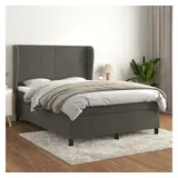 vidaXL Boxspringbett mit Matratze Dunkelgrau 140x200 cm Samt