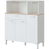 Habitdesign Küchenschrank, Sideboard, Sideboard, 3 Türen 1 Schublade und Innenregal, Arktis-Weiß und kanadische Eiche, Maße: 108 cm (Breite) x 126 cm (Höhe) x 40 cm (Tiefe)