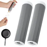 2 Stück Topfgriff Wärmeisolierung aus Silikon, 14,2 x 3,3cm Silikon Pfannengriff Hülle rutschfest Wärmedämm Silikon Topfgriff Abdeckungen für Gusseisentopf (Grau)