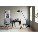 Polsterstuhl STRESSLESS "Laurel", blau (sparrow blau paloma, schwarz), B:49cm H:92cm T:59cm, Leder PALOMA: PALOMA ist ein durchgefärbtes Semianilin-Möbelleder mit natürlicher Narbung., Stühle, Polsterstuhl, Low Back, Größe M, mit schräggestellten Beinen in Schwarz