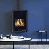 HS Flamingo Deluxe Malia Kaminofen Schwarz 9 kW Holzofen wandhängend Wandkamin