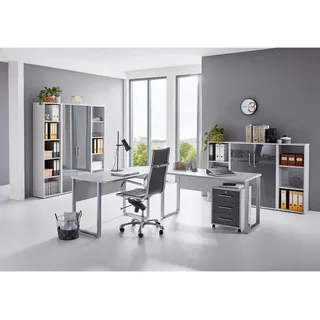 BMG-Möbel Büro Office Edition Büro Set 5, Grau/Anthrazit Hochglanz