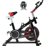 ISE Ergometer Heimtrainer Fahrrad mit LCD Anzeige, 8kg Schwungrad, Indoor Fahrrad Fitnessbike mit flüsterleise Riemenantrieb-Fahrrad Ergometer