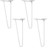 Wagner Möbelbeine HAIRPIN LEGS Retro 4tlg. Set - 12 x 12 x 40 cm, Stahl hellgrau, Bein schräg&Anschraubplatte - 12824604