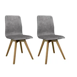 Esszimmerstuhl ANDAS "Rania", grau (hellgrau, eiche natur), H:91cm T:55cm, Massivholz, Sperrholz, Stühle, Massivholzgestell, mit Keder