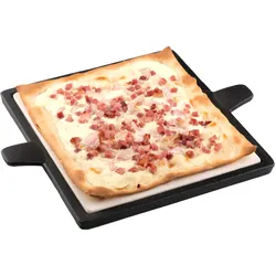 Pizzastein TEPRO, schwarz, B:32,5cm T:26,5cm, Cordierit, Backbleche, zum Einlegen in das Rost-in-Rost-System