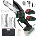Mini Kettensäge mit Akku, 6 Zoll und 4 Zoll, 2-in-1 kettensäge Kit mit bürstenlosem Motor und Superleistung, elektrische säge zum Schneiden von Ästen, Gartenbäumen, (2 Batterien, 2 Ketten)